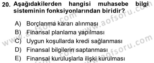 Lojistik Maliyetleri ve Raporlama 1 Dersi 2016 - 2017 Yılı (Final) Dönem Sonu Sınav Soruları 20. Soru
