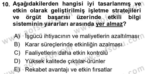 Lojistik Maliyetleri ve Raporlama 1 Dersi 2017 - 2018 Yılı 3 Ders Sınav Soruları 10. Soru