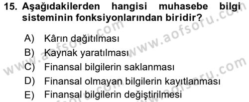 Lojistik Maliyetleri ve Raporlama 1 Dersi 2017 - 2018 Yılı 3 Ders Sınav Soruları 15. Soru