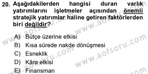 Lojistik Maliyetleri ve Raporlama 1 Dersi 2017 - 2018 Yılı (Final) Dönem Sonu Sınav Soruları 20. Soru