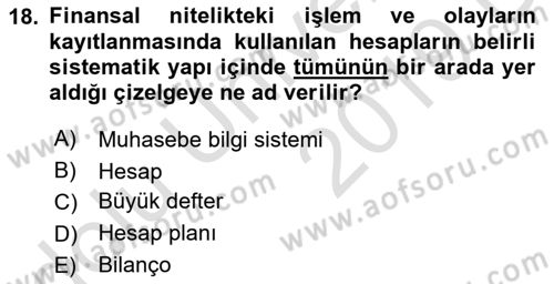 Lojistik Maliyetleri ve Raporlama 1 Dersi 2018 - 2019 Yılı 3 Ders Sınav Soruları 18. Soru
