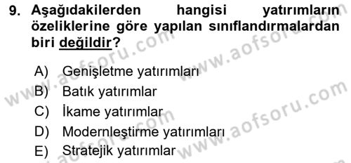 Lojistik Maliyetleri ve Raporlama 1 Dersi 2018 - 2019 Yılı 3 Ders Sınav Soruları 9. Soru