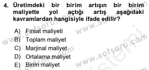 Lojistik Maliyetleri ve Raporlama 1 Dersi 2018 - 2019 Yılı (Vize) Ara Sınav Soruları 4. Soru