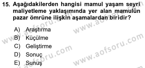 Lojistik Maliyetleri ve Raporlama 1 Dersi 2019 - 2020 Yılı (Vize) Ara Sınav Soruları 15. Soru