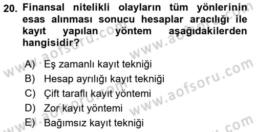 Lojistik Maliyetleri ve Raporlama 1 Dersi 2019 - 2020 Yılı (Final) Dönem Sonu Sınav Soruları 20. Soru