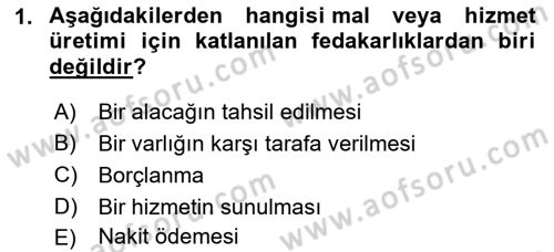 Lojistik Maliyetleri ve Raporlama 1 Dersi 2021 - 2022 Yılı (Final) Dönem Sonu Sınav Soruları 1. Soru