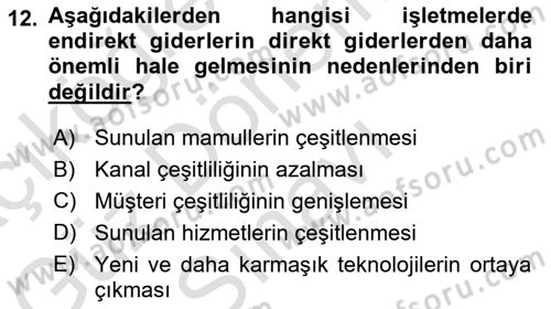 Lojistik Maliyetleri ve Raporlama 1 Dersi 2021 - 2022 Yılı (Final) Dönem Sonu Sınav Soruları 12. Soru