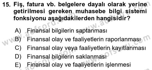 Lojistik Maliyetleri ve Raporlama 1 Dersi 2021 - 2022 Yılı (Final) Dönem Sonu Sınav Soruları 15. Soru