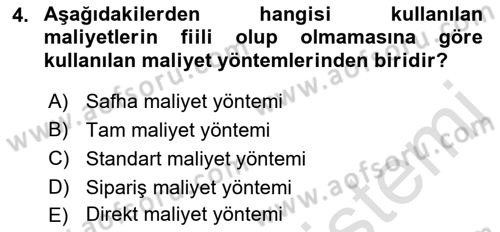 Lojistik Maliyetleri ve Raporlama 1 Dersi 2021 - 2022 Yılı (Final) Dönem Sonu Sınav Soruları 4. Soru