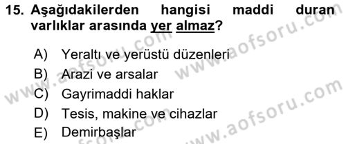 Lojistik Maliyetleri ve Raporlama 1 Dersi 2022 - 2023 Yılı (Final) Dönem Sonu Sınav Soruları 15. Soru
