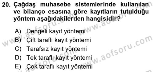 Lojistik Maliyetleri ve Raporlama 1 Dersi 2022 - 2023 Yılı (Final) Dönem Sonu Sınav Soruları 20. Soru