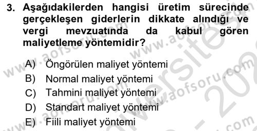 Lojistik Maliyetleri ve Raporlama 1 Dersi 2022 - 2023 Yılı (Final) Dönem Sonu Sınav Soruları 3. Soru