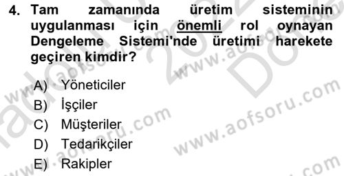 Lojistik Maliyetleri ve Raporlama 1 Dersi 2022 - 2023 Yılı (Final) Dönem Sonu Sınav Soruları 4. Soru