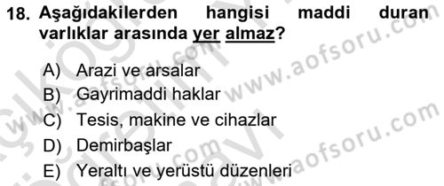 Lojistik Maliyetleri ve Raporlama 1 Dersi 2022 - 2023 Yılı Yaz Okulu Sınav Soruları 18. Soru