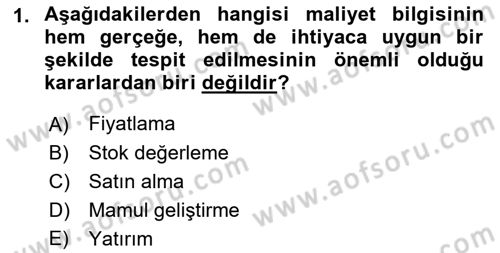 Lojistik Maliyetleri ve Raporlama 1 Dersi 2023 - 2024 Yılı (Vize) Ara Sınav Soruları 1. Soru