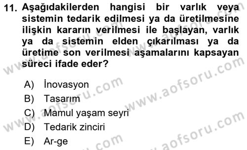Lojistik Maliyetleri ve Raporlama 1 Dersi 2023 - 2024 Yılı (Vize) Ara Sınav Soruları 11. Soru