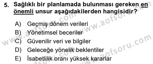 Lojistik Maliyetleri ve Raporlama 1 Dersi Ara Sınavı Deneme Sınav Soruları 5. Soru