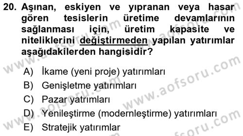 Lojistik Maliyetleri ve Raporlama 1 Dersi 2023 - 2024 Yılı (Final) Dönem Sonu Sınav Soruları 20. Soru