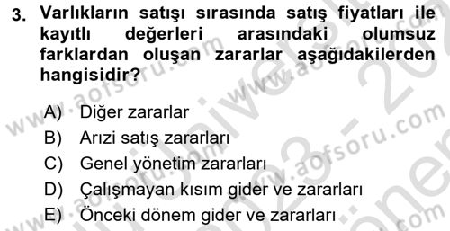 Lojistik Maliyetleri ve Raporlama 1 Dersi 2023 - 2024 Yılı (Final) Dönem Sonu Sınav Soruları 3. Soru