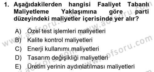 Lojistik Maliyetleri ve Raporlama 1 Dersi 2023 - 2024 Yılı Yaz Okulu Sınav Soruları 1. Soru