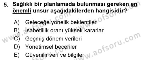 Lojistik Maliyetleri ve Raporlama 1 Dersi Ara Sınavı Deneme Sınav Soruları 5. Soru