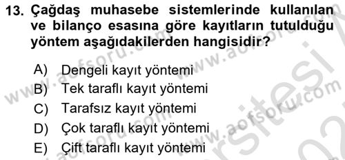 Lojistik Maliyetleri ve Raporlama 1 Dersi 2024 - 2025 Yılı (Final) Dönem Sonu Sınav Soruları 13. Soru
