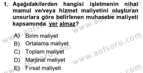 Lojistik Maliyetleri ve Raporlama 1 Dersi 2024 - 2025 Yılı Yaz Okulu Sınav Soruları 1. Soru