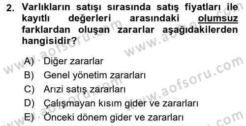 Lojistik Maliyetleri ve Raporlama 1 Dersi 2025 - 2026 Yılı (Vize) Ara Sınav Soruları 2. Soru