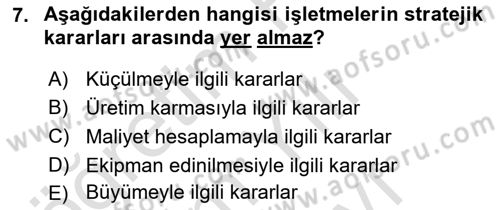 Lojistik Maliyetleri ve Raporlama 1 Dersi 2025 - 2026 Yılı (Vize) Ara Sınav Soruları 7. Soru