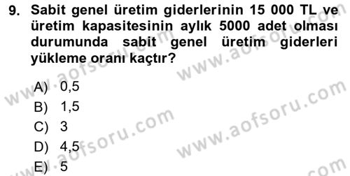 Lojistik Maliyetleri ve Raporlama 1 Dersi 2025 - 2026 Yılı (Vize) Ara Sınav Soruları 9. Soru