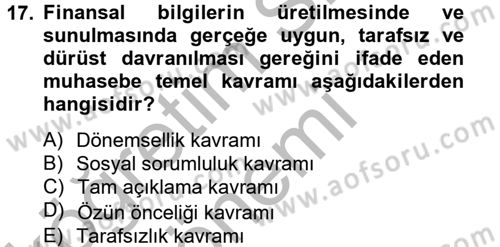 Lojistik Maliyetleri ve Raporlama 2 Dersi 2012 - 2013 Yılı (Vize) Ara Sınav Soruları 17. Soru