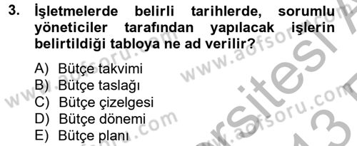 Lojistik Maliyetleri ve Raporlama 2 Dersi 2012 - 2013 Yılı (Vize) Ara Sınav Soruları 3. Soru