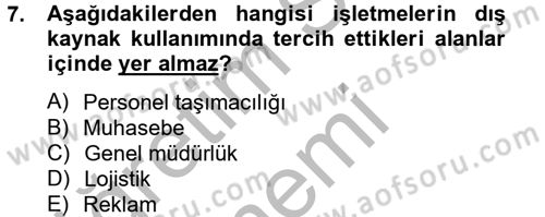 Lojistik Maliyetleri ve Raporlama 2 Dersi 2012 - 2013 Yılı (Vize) Ara Sınav Soruları 7. Soru