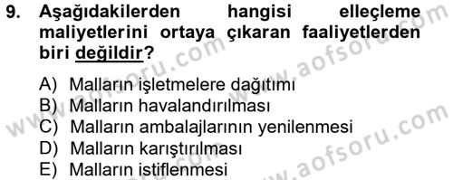 Lojistik Maliyetleri ve Raporlama 2 Dersi 2012 - 2013 Yılı (Vize) Ara Sınav Soruları 9. Soru