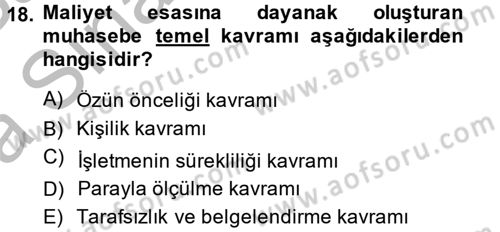 Lojistik Maliyetleri ve Raporlama 2 Dersi 2013 - 2014 Yılı (Vize) Ara Sınav Soruları 18. Soru