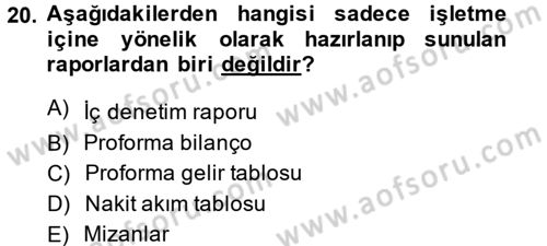 Lojistik Maliyetleri ve Raporlama 2 Dersi 2013 - 2014 Yılı (Vize) Ara Sınav Soruları 20. Soru