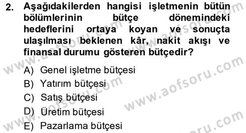 Lojistik Maliyetleri ve Raporlama 2 Dersi 2013 - 2014 Yılı (Final) Dönem Sonu Sınav Soruları 2. Soru