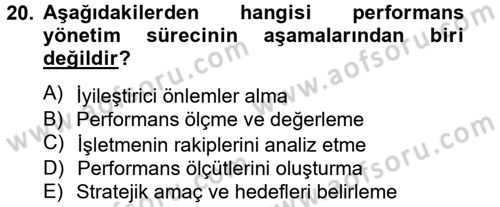 Lojistik Maliyetleri ve Raporlama 2 Dersi 2013 - 2014 Yılı Tek Ders Sınav Soruları 20. Soru