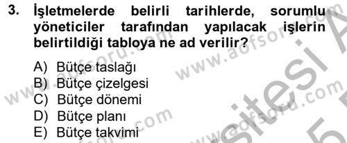 Lojistik Maliyetleri ve Raporlama 2 Dersi 2014 - 2015 Yılı (Vize) Ara Sınavı 3. Soru