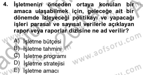 Lojistik Maliyetleri ve Raporlama 2 Dersi 2014 - 2015 Yılı (Vize) Ara Sınavı 4. Soru