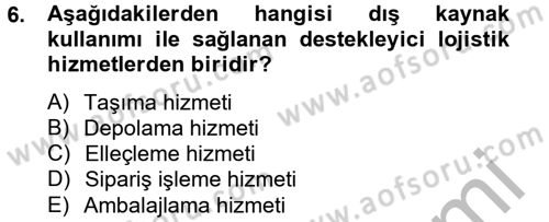 Lojistik Maliyetleri ve Raporlama 2 Dersi 2014 - 2015 Yılı (Vize) Ara Sınav Soruları 6. Soru