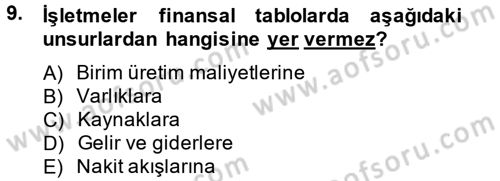 Lojistik Maliyetleri ve Raporlama 2 Dersi 2014 - 2015 Yılı (Final) Dönem Sonu Sınav Soruları 9. Soru
