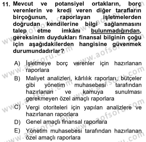 Lojistik Maliyetleri ve Raporlama 2 Dersi 2015 - 2016 Yılı (Final) Dönem Sonu Sınav Soruları 11. Soru