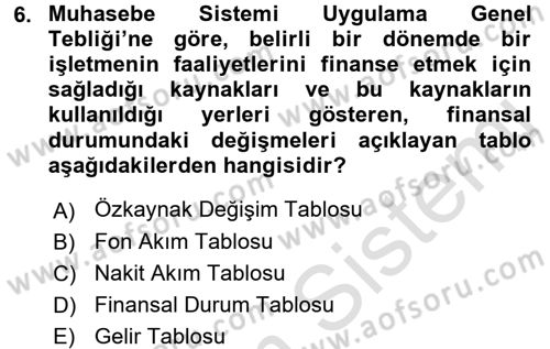 Lojistik Maliyetleri ve Raporlama 2 Dersi 2015 - 2016 Yılı (Final) Dönem Sonu Sınav Soruları 6. Soru