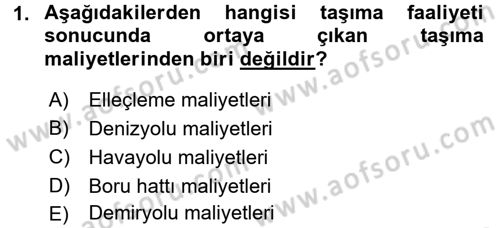 Lojistik Maliyetleri ve Raporlama 2 Dersi 2015 - 2016 Yılı Tek Ders Sınav Soruları 1. Soru