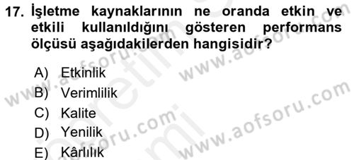 Lojistik Maliyetleri ve Raporlama 2 Dersi 2015 - 2016 Yılı Tek Ders Sınav Soruları 17. Soru