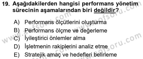 Lojistik Maliyetleri ve Raporlama 2 Dersi 2015 - 2016 Yılı Tek Ders Sınavı 19. Soru