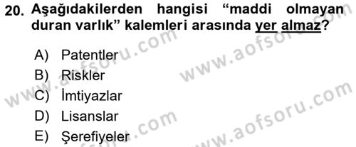 Lojistik Maliyetleri ve Raporlama 2 Dersi 2015 - 2016 Yılı Tek Ders Sınav Soruları 20. Soru