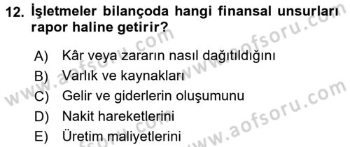 Lojistik Maliyetleri ve Raporlama 2 Dersi 2016 - 2017 Yılı 3 Ders Sınav Soruları 12. Soru