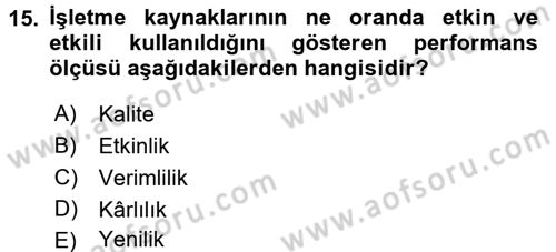 Lojistik Maliyetleri ve Raporlama 2 Dersi 2016 - 2017 Yılı 3 Ders Sınav Soruları 15. Soru